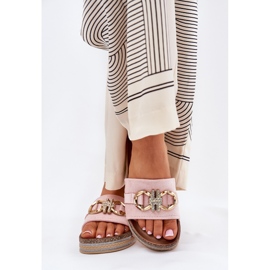 Damenflip Flops auf der Plattform mit Glitzer und Golden Decoration Pink rosa 2