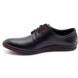 Olivier Leder Herrenschuhe 295LU schwarz mit rot 2
