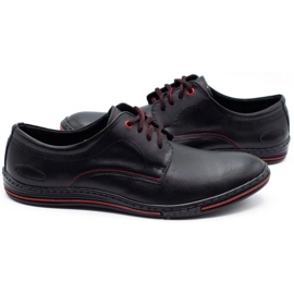 Olivier Leder Herrenschuhe 295LU schwarz mit rot 3