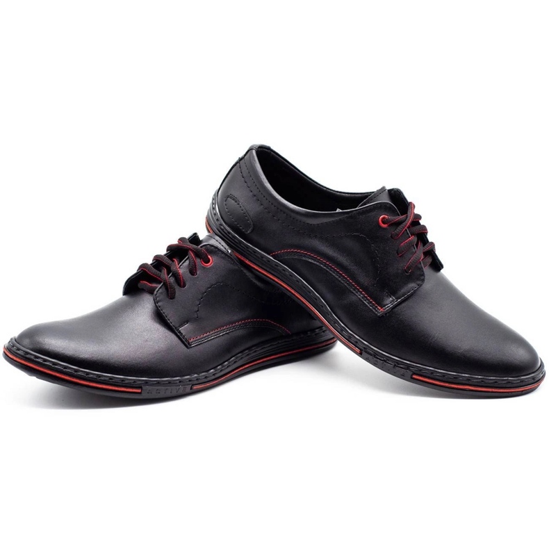 Olivier Leder Herrenschuhe 295LU schwarz mit rot 4