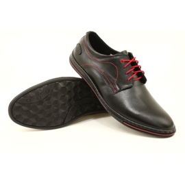Olivier Leder Herrenschuhe 295LU schwarz mit rot 6