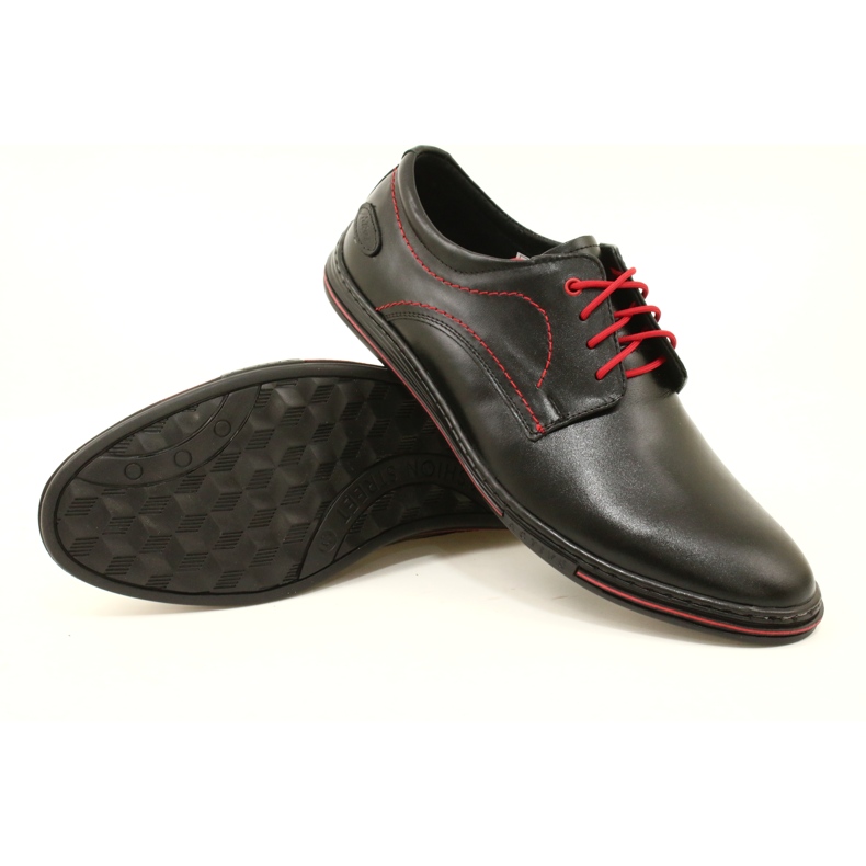Olivier Leder Herrenschuhe 295LU schwarz mit rot 6
