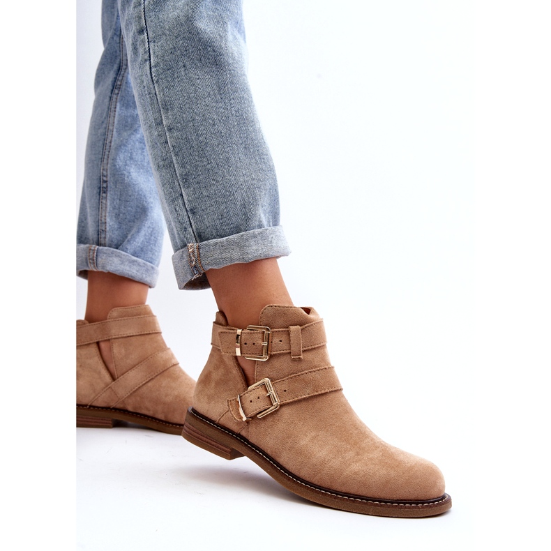 Frauen flache Absätze mit beige Streifen 4