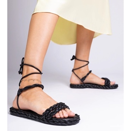 Schwarze Frauensandalen geflochten 4