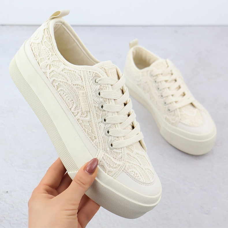 Low Damen -Sneaker mit Spitze Beige Big Star RR274746 1