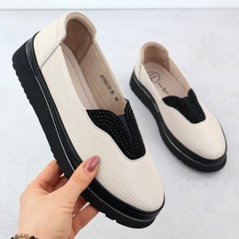 Frauen Lederschuhe Filippo perforiert Beige 1