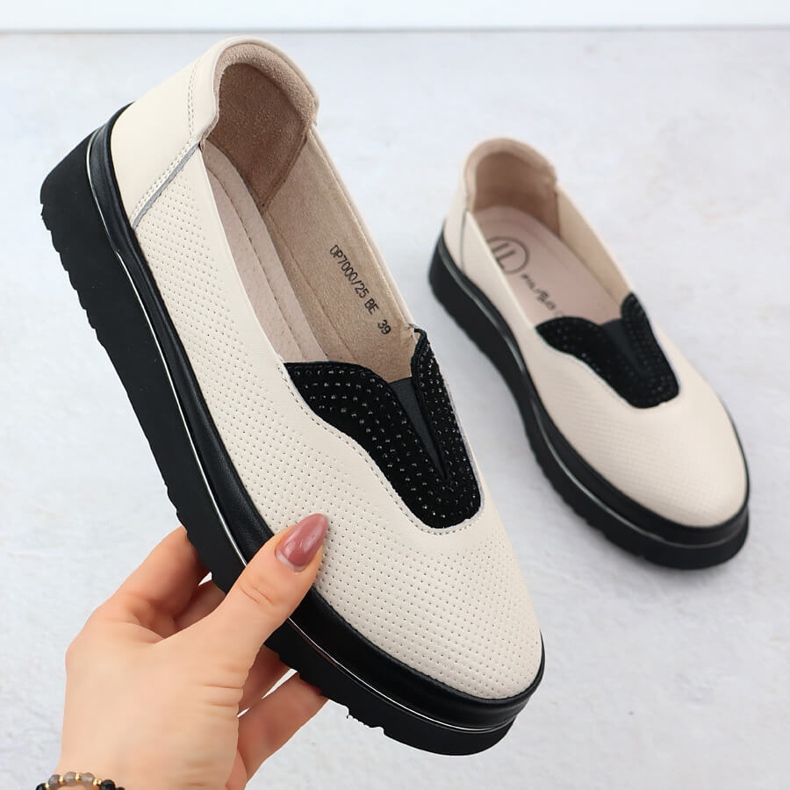 Frauen Lederschuhe Filippo perforiert Beige 1