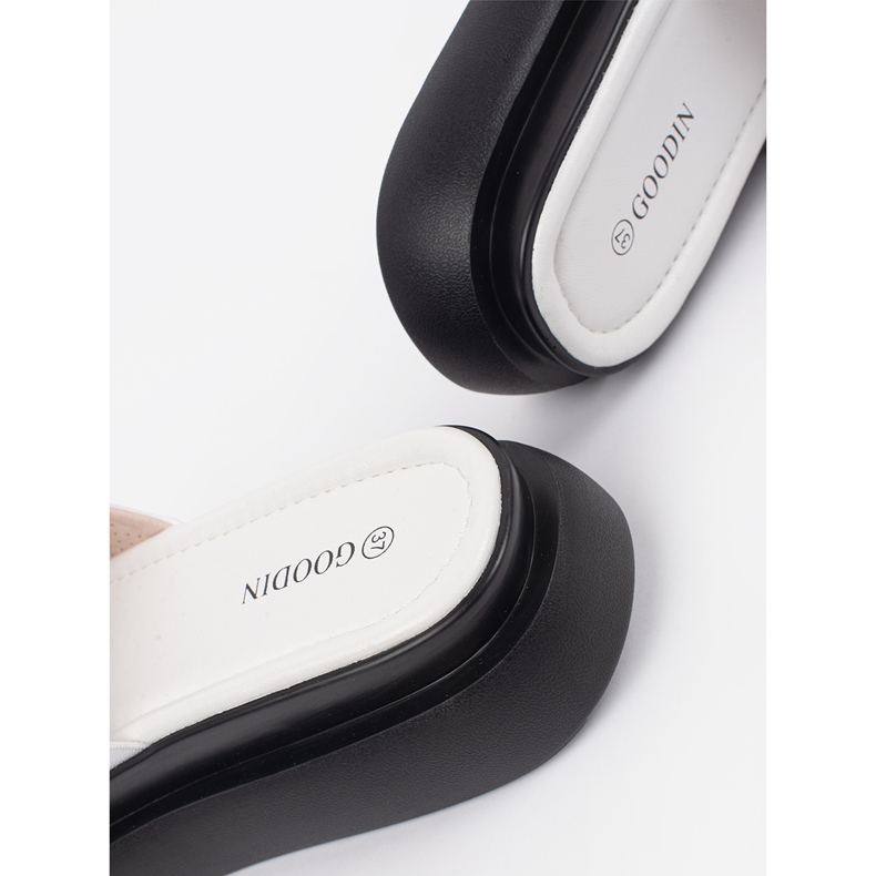 Goodin Weiß und weiß bequeme Flip -Flops auf der Plattform 2