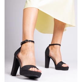 Schwarze Frauen hohe Glitzer -Sandalen 3