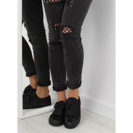 Schwarze Satinsneaker für Damen 16-509 Allblack 1