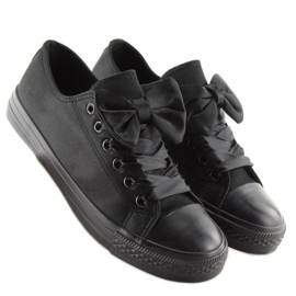 Schwarze Satinsneaker für Damen 16-509 Allblack 2