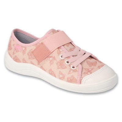 Befado Kinderhausschuhe mit Klettverschluss 351Y033, rosa mit Schmetterlingen 1