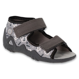 Befado Kinderhausschuhe mit Ledereinsatz 350P047 grau 1