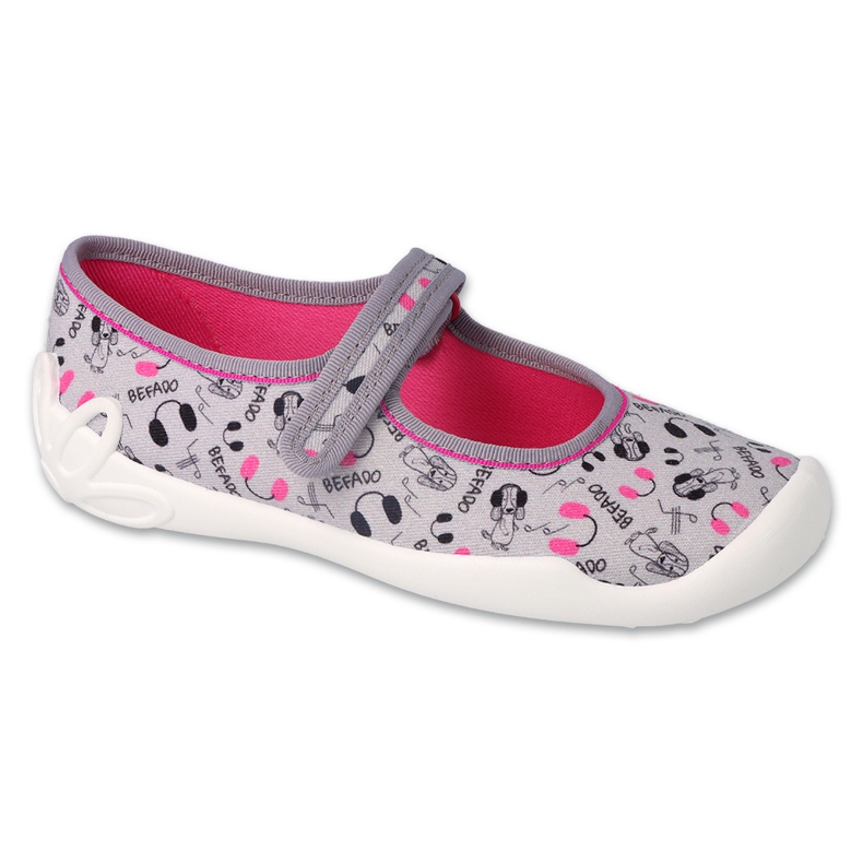 Befado Kinderhausschuhe 114Y520 grau mit bunten Applikationen 1