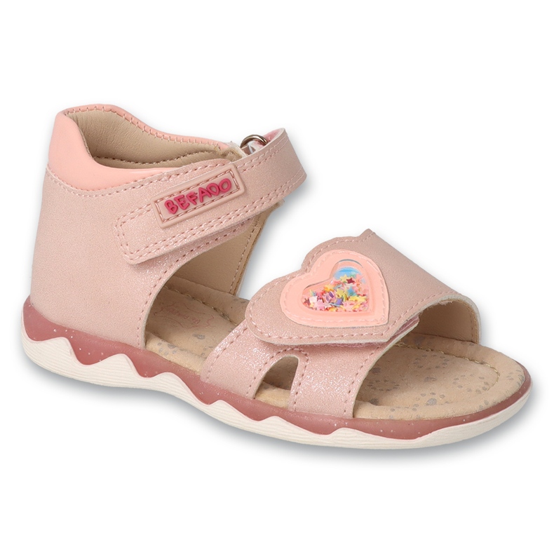 Befado Kindersandalen mit Ledereinsatz 170P093, rosa mit Herz 1