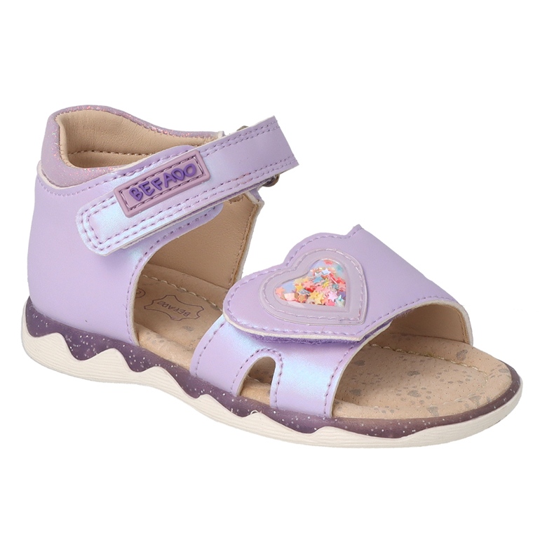 Befado Kindersandalen mit Ledereinsatz 170P094 Lila mit Herz violett 1