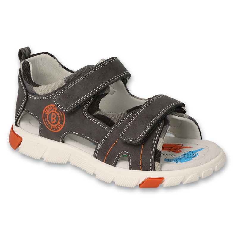 Befado Kindersandalen mit Klettverschluss, Ledereinsatz, 170X101, grau 1