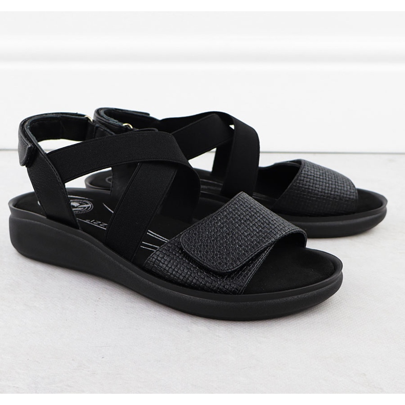 Frauen bequeme Sandalen für Klettverschlüsse Black Jezzi 24142 schwarz 2