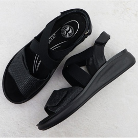 Frauen bequeme Sandalen für Klettverschlüsse Black Jezzi 24142 schwarz 3