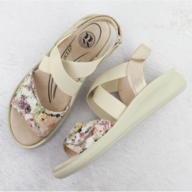 Damen bequeme Sandalen für Klettverschluss beige Jezzi 24142 3