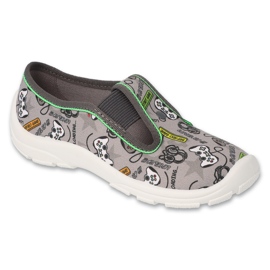 Befado Kinderhausschuhe, grau 975X188, mit bunten Applikationen 1