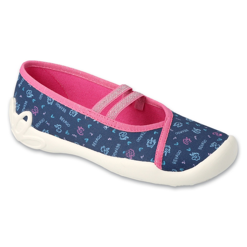 Befado Kinder Ballerinas 116Y320 Marine Blue mit Mustern blau 1