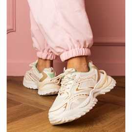 Beige Sportsneaker auf einer dicken Sohle 2
