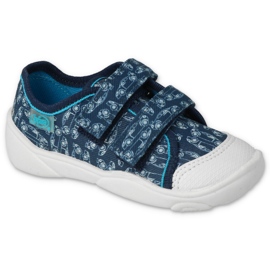 Befado Kinderhausschuhe 907P158 Marineblau mit Autos 1