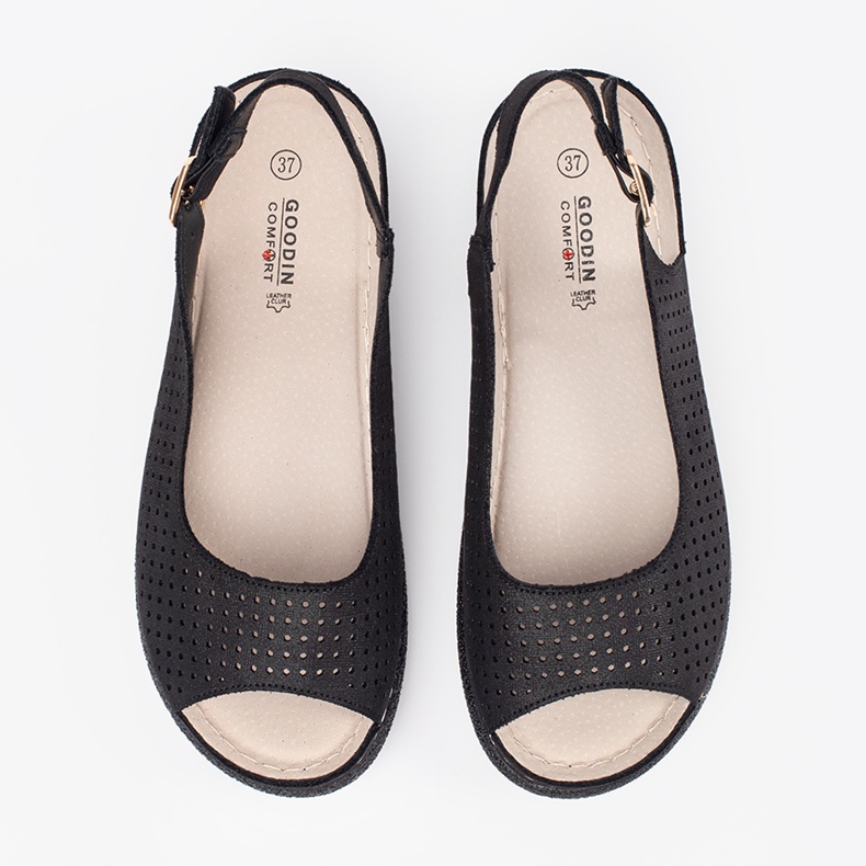 Goodin Schwarze komfortable offene Sandalen 2