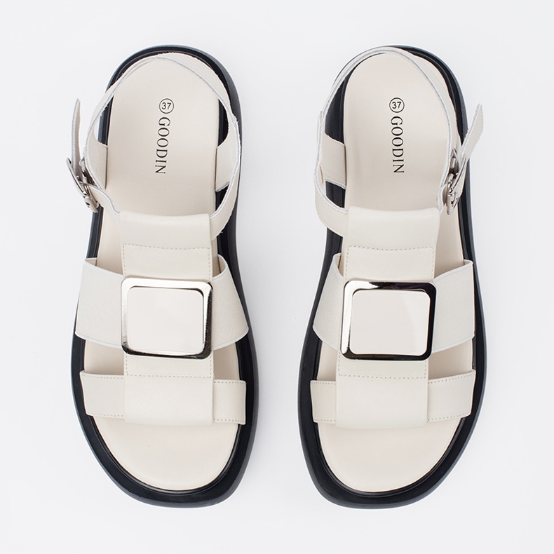 Goodin Leichtes Leder elegante Sandalen auf der Plattform beige 1