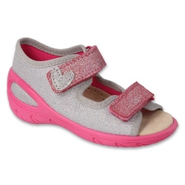 Befado Kindersandalen mit Ledereinsatz 063P005, Silber mit Herz 1