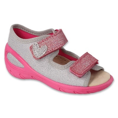 Befado Kindersandalen mit Ledereinsatz 063P005, Silber mit Herz 1