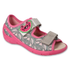 Befado Kindersandalen mit Ledereinsatz 063X006 rosa und grau 1
