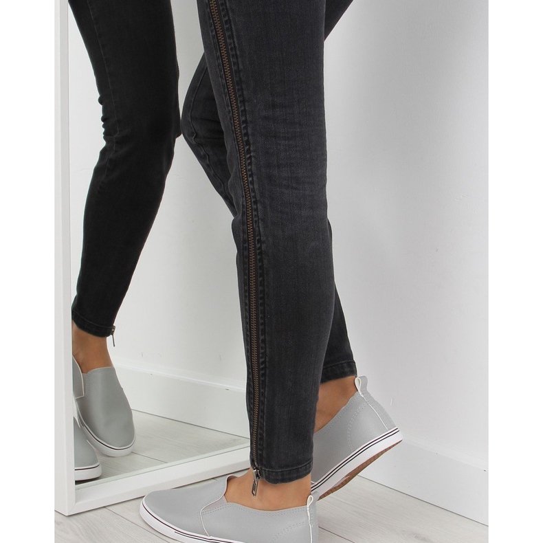 Grau xl08p Slip-On-Sneakers mit grauer Körnung 1