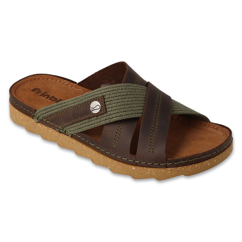 Inblu Herrenhausschuhe 158M023 braun und grün 1