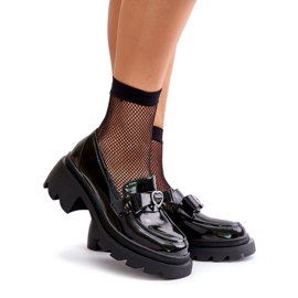 S.Barski Damenleder-Ladung mit Bug und Herz LZ42-032 Schwarz 1