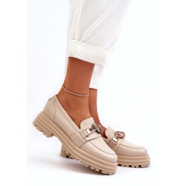 Damenleder -Ladung mit einem Ornament Laura Messi 2780 Leicht Beige 2