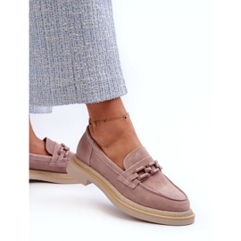 S.Barski Damen-Mokassins aus Wildleder mit flachem Absatz und Verzierung D&amp;A TW101 Dirty Pink rosa 2