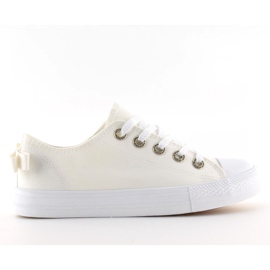 Weiße Damenturnschuhe mit Schleife 8935 White 1