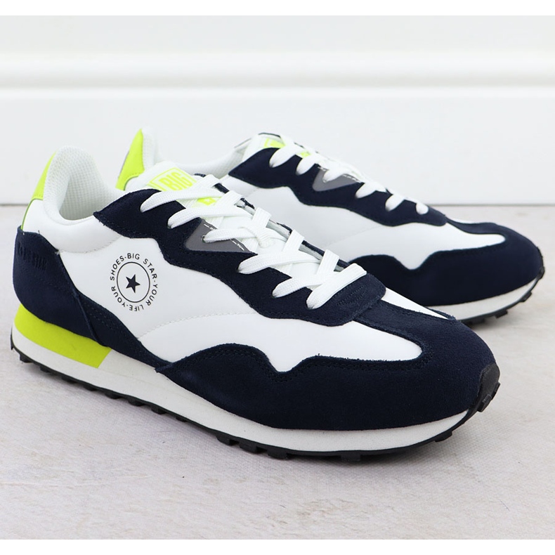 Herren -Ledersportschuhe Sneaker weiß und dunkelblau Big Star RR174408 1