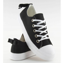 Schwarze Damenturnschuhe mit Schleife 8935 Black 1