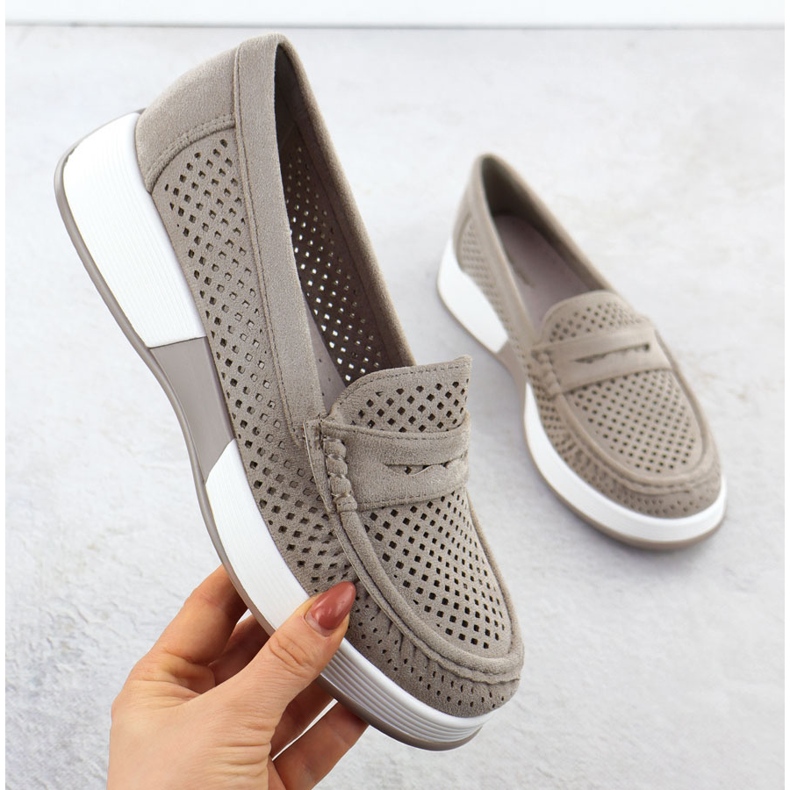 Openwork -Schuhe für Frauen auf der Sergio Leone 095H Grey Plattform grau 1