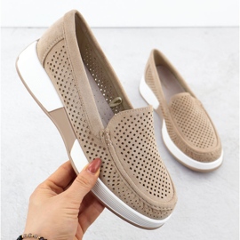 Openwork -Schuhe für Frauen auf der Sergio Leone 094H Beige Plattform 1