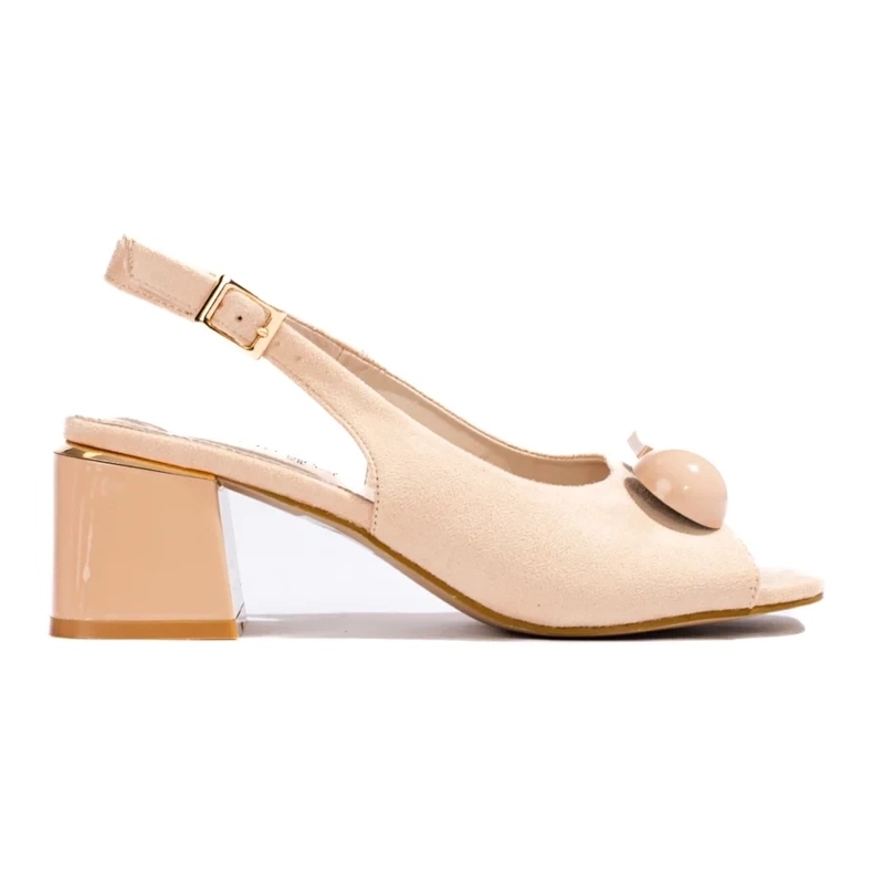 Beige Wildledersandalen mit niedrigem Absatz von Shelovet 2