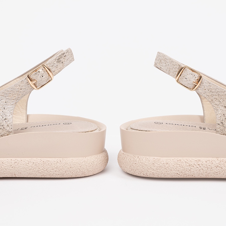 Goodin Beige bequeme Frauen gute Sandalen 1