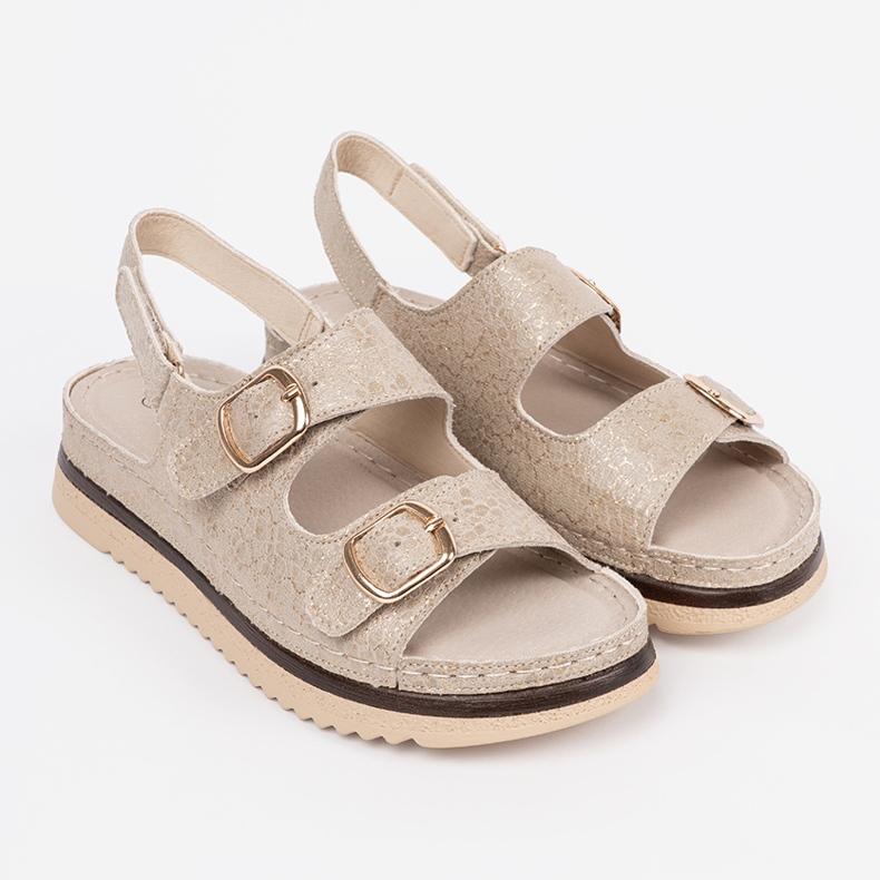Goodin Beige Sandalen mit goldenen Elementen 1