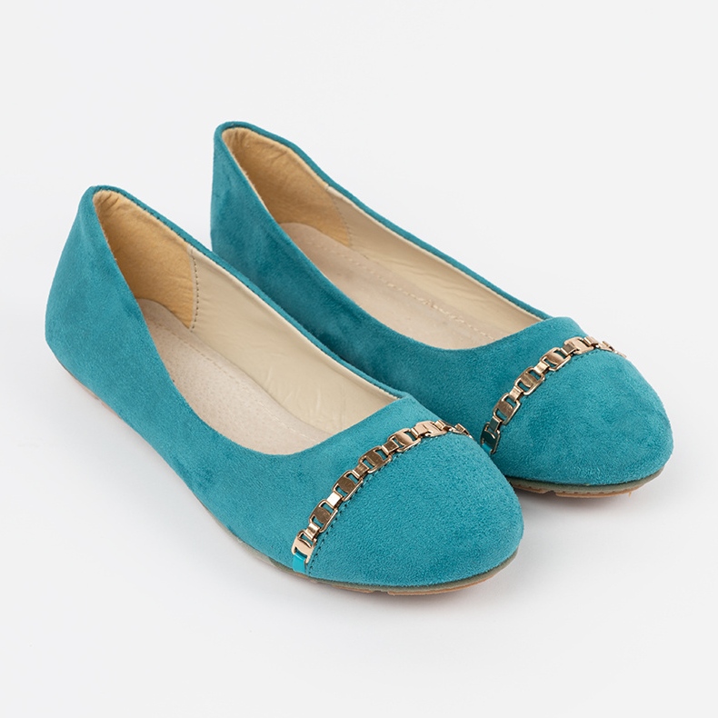 Türkisflache Frauen Ballerinas blau 1