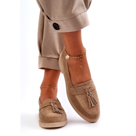 Zazoo 3420 Wildleder Leder Frauen flache Ladungslaien beige 5