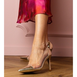 Gold klassische Pumpen mit einem transparenten Obermaterial golden 1