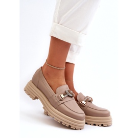 Damenleder -Ladung mit einer Verzierung von Laura Messi 2780 dunkles Beige 1